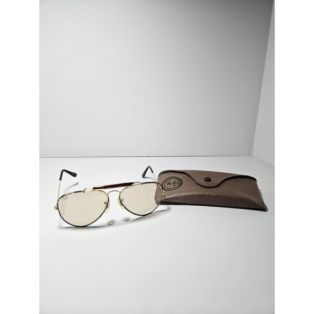 Vtg B&L Ray Ban Outdoorsman Leathers Sunglasses 58mm Changeables Brown Case USA